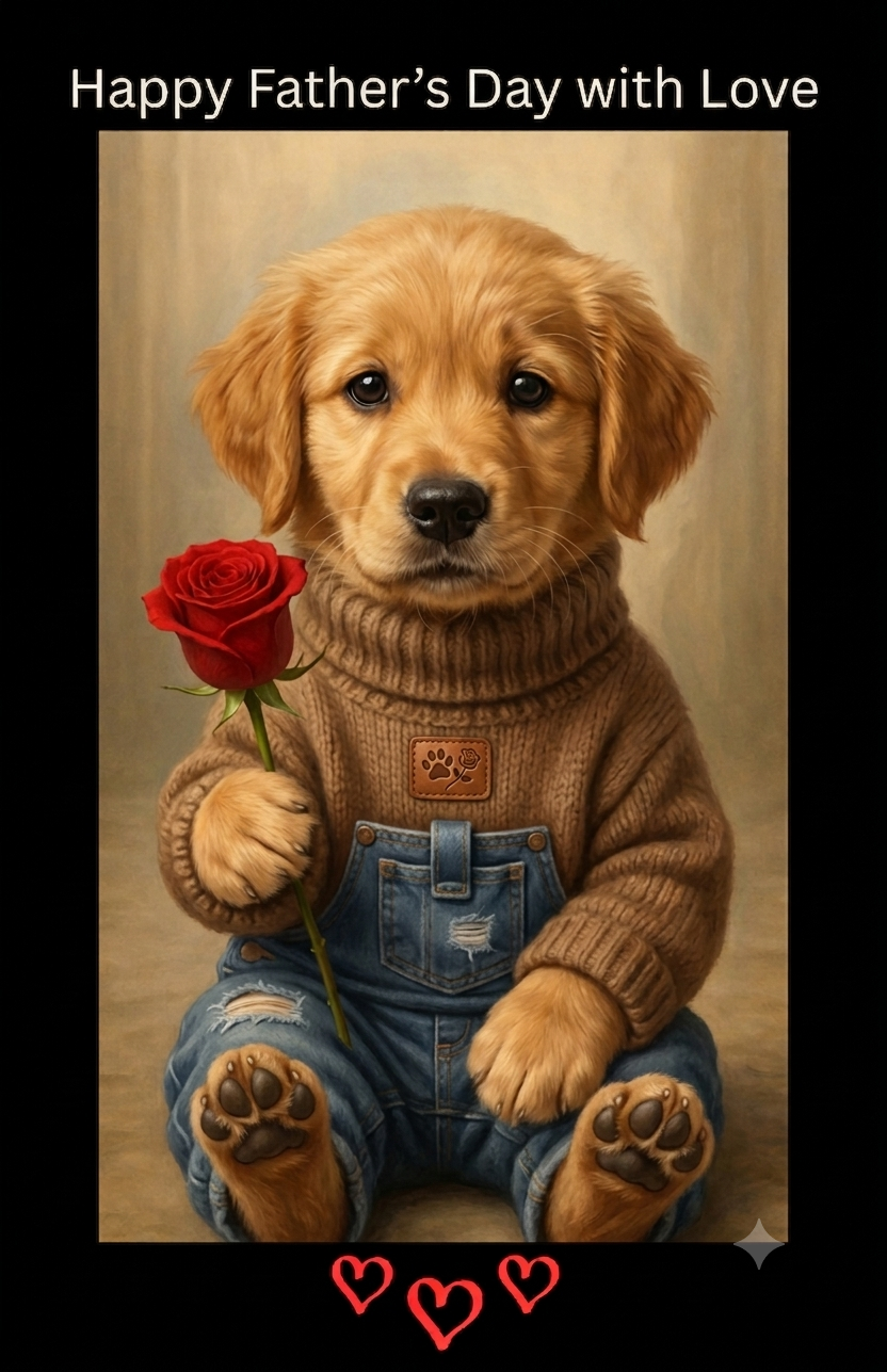 Happy Father's Day Golden Retriever Printable Card