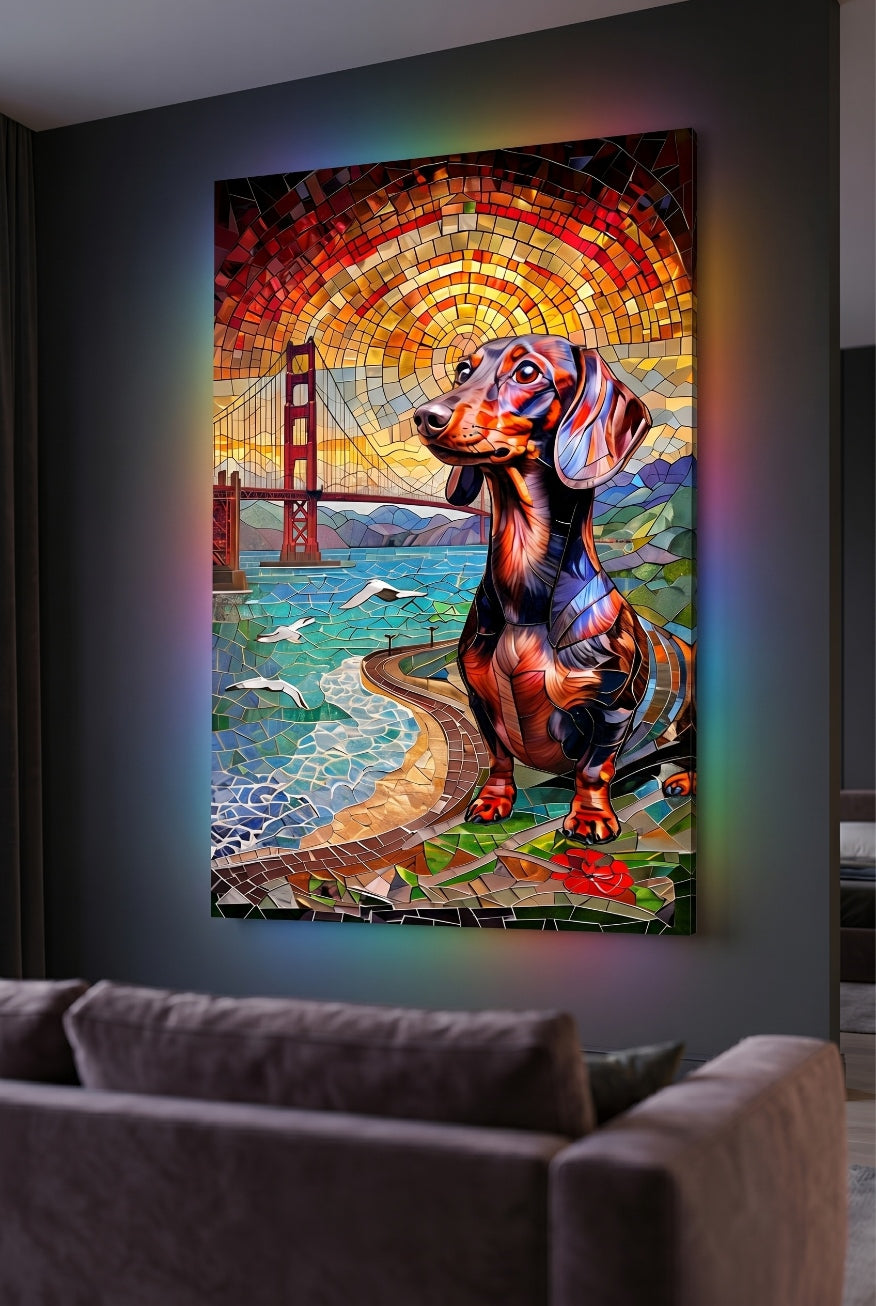 Stained Glass Dachshund — Golden Gate Digital Art Print
